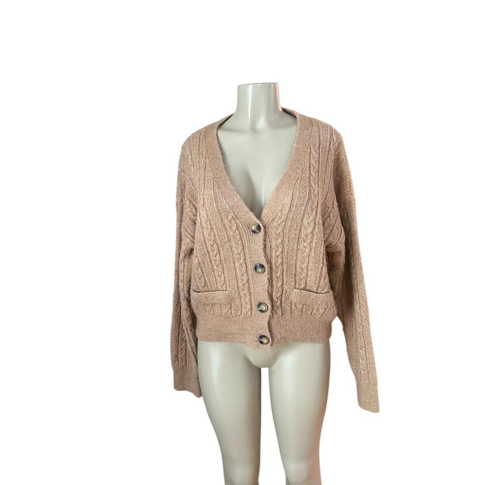 Zara Women's Cardigan S Brown  V-Neck Button Cardigan Camel  SIZE L # 1128 - Picture 11 of 16